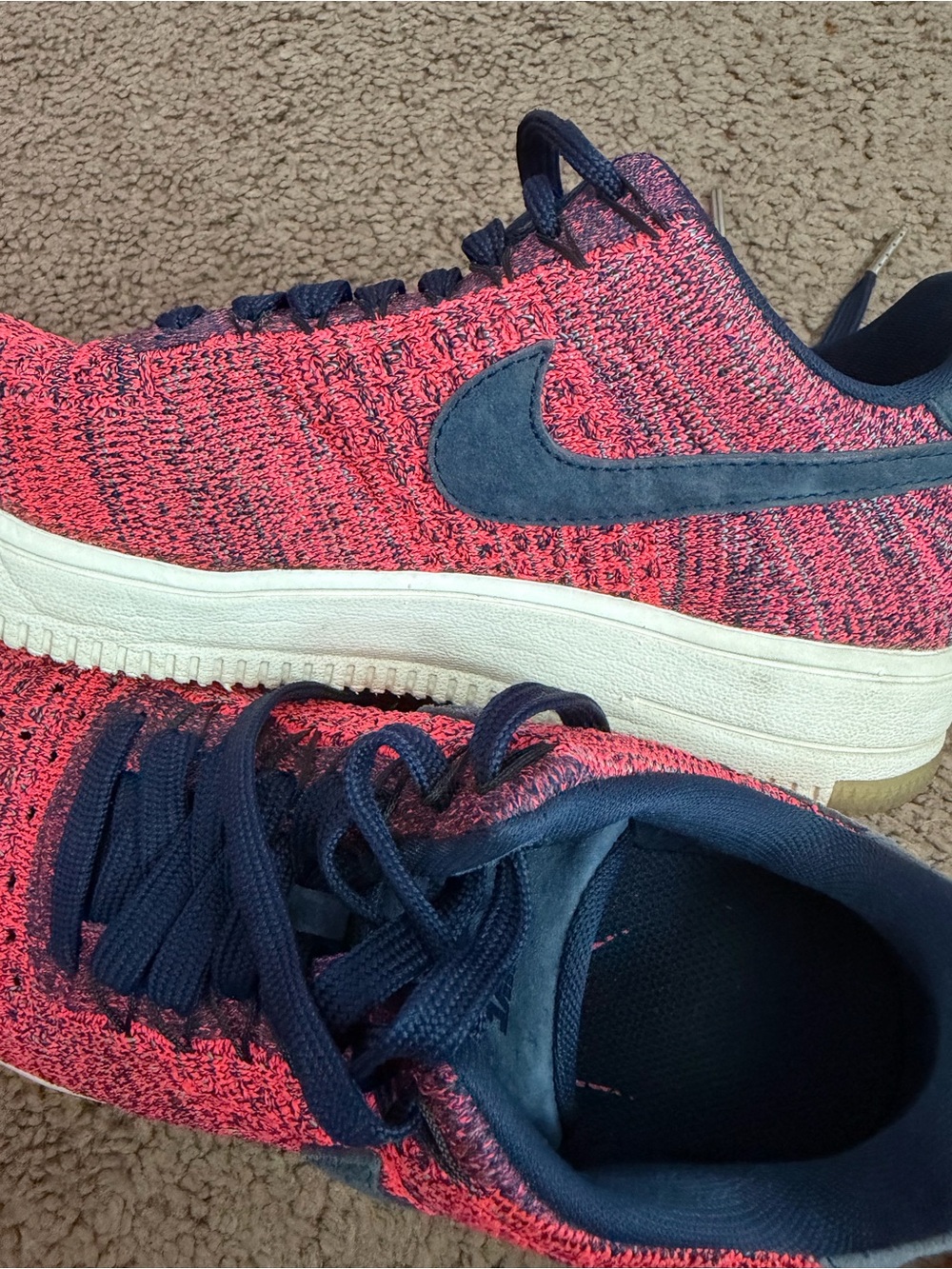 Nike Air Force 1 Flyknit Low Pink and Navy Size 7